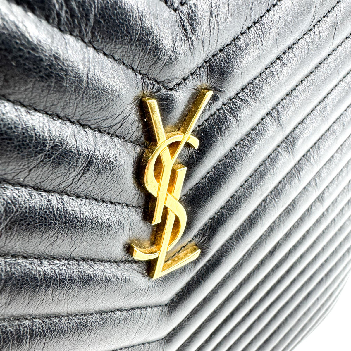 Saint Laurent Monogram Matelassé Large Clutch Black Gold Hardware