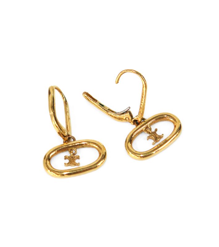 Celine Round Triope Gold Earrings