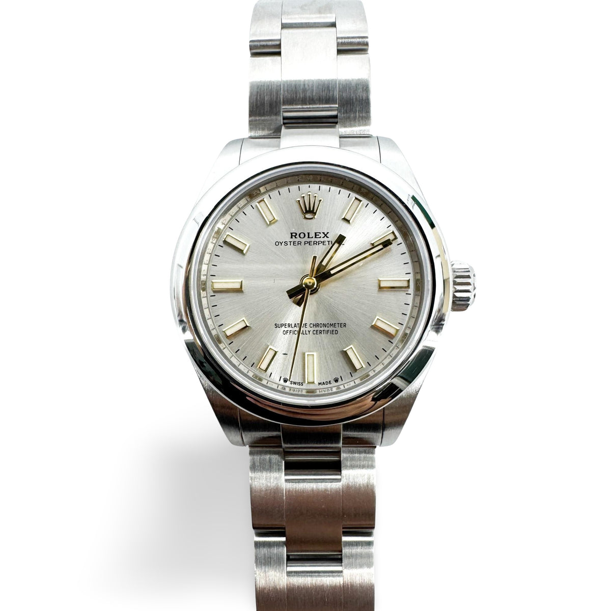 Rolex Oyster Perpetual Silver Gold Index Steel