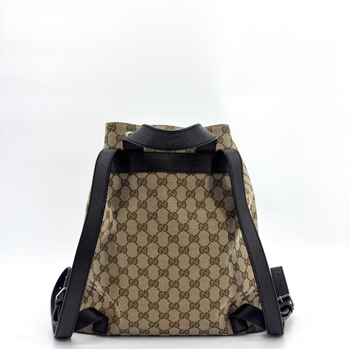 Gucci GG Canvas Drawstring Backpack Brown Black