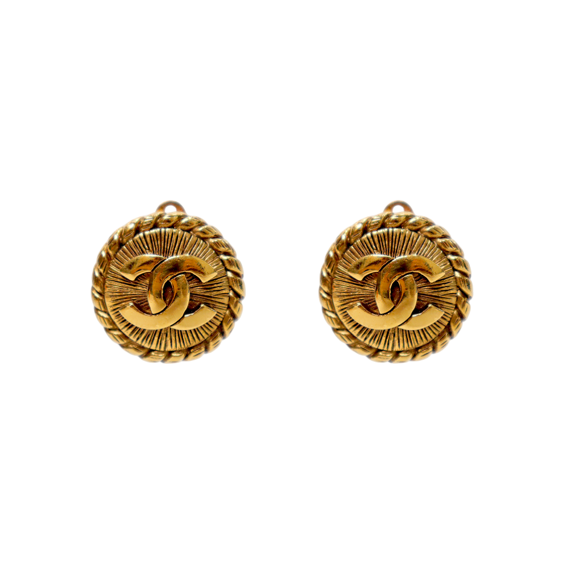 Chanel Round CC Gold Earrings