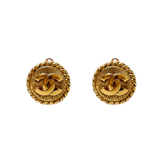 Chanel Round CC Gold Earrings