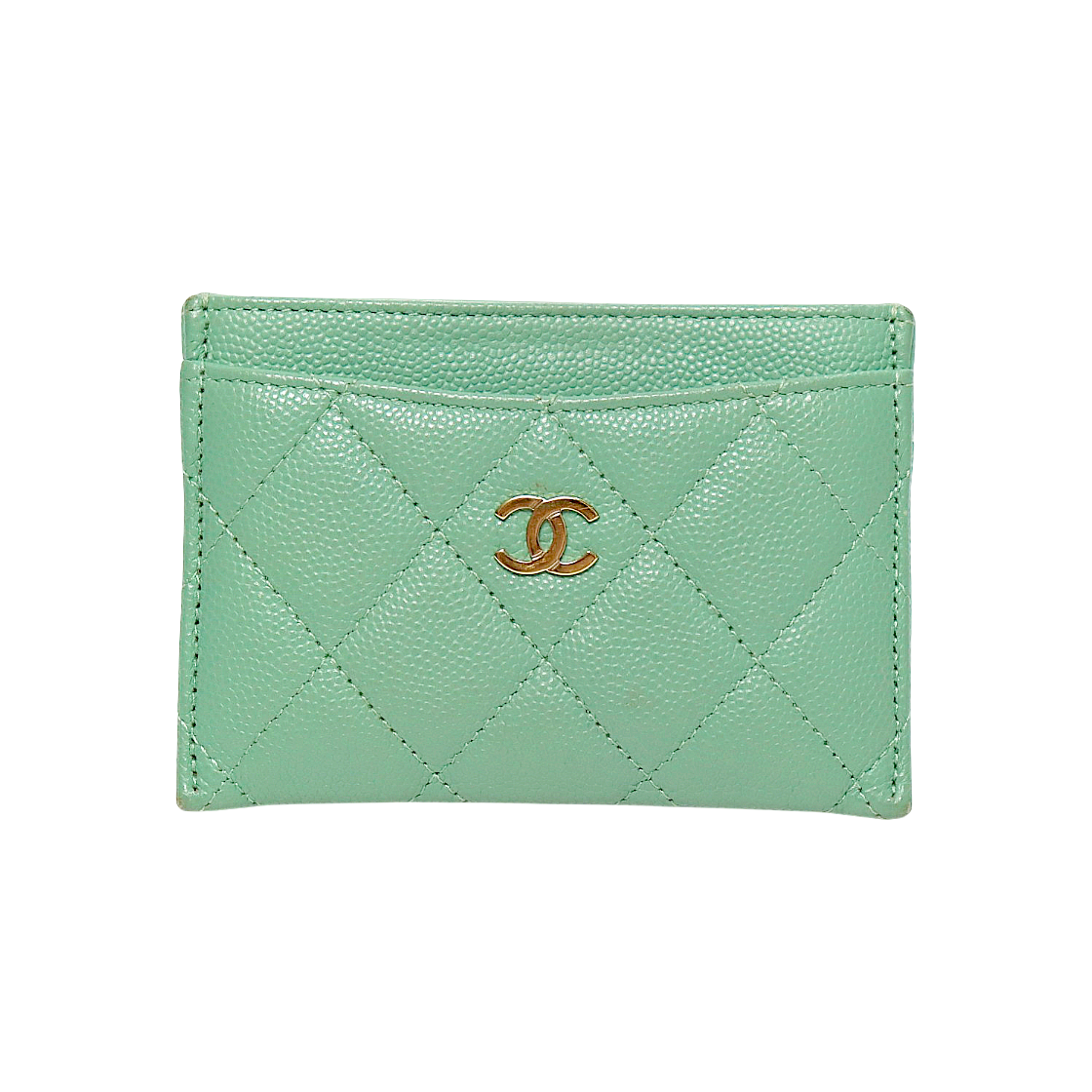 Chanel Green Caviar Skin Card Wallet