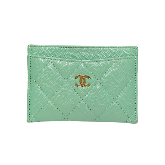 Chanel Green Caviar Skin Card Wallet