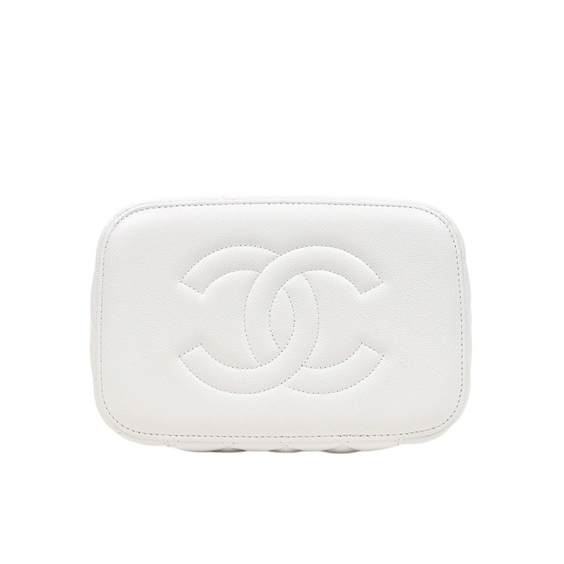 Chanel White Caviar Cosmetics Vanity Bag