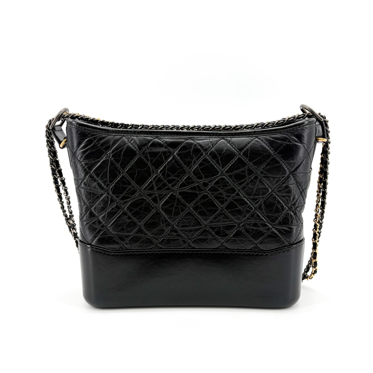 Chanel Gabrielle Medium Hobo Bag Black Vintage Calfskin Gold Hardware Silver Hardware