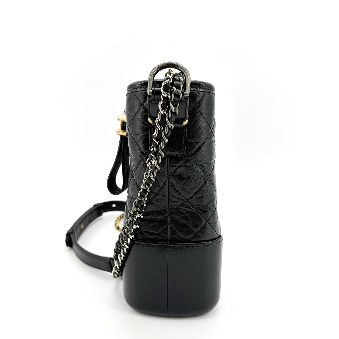 Chanel Gabrielle Medium Hobo Bag Black Vintage Calfskin Gold Hardware Silver Hardware