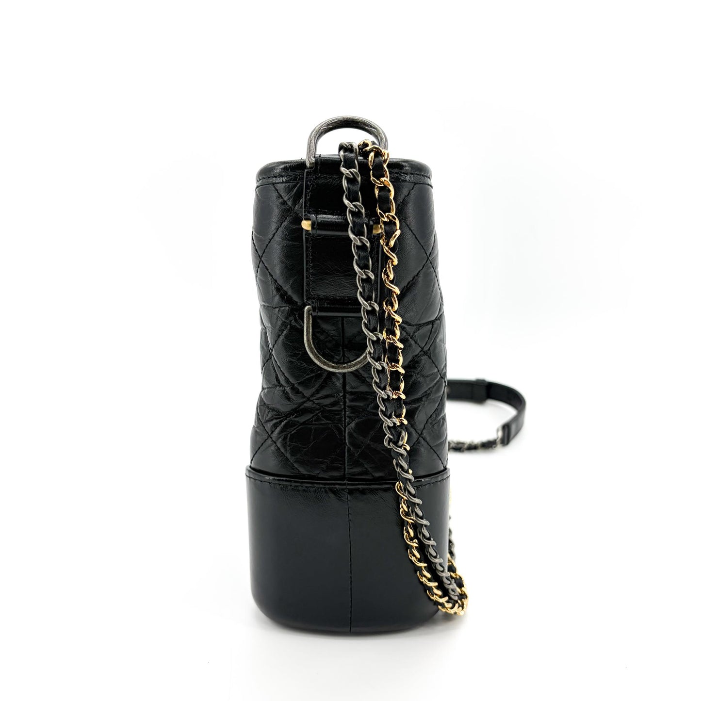 Chanel Gabrielle Medium Hobo Bag Black Vintage Calfskin Gold Hardware Silver Hardware