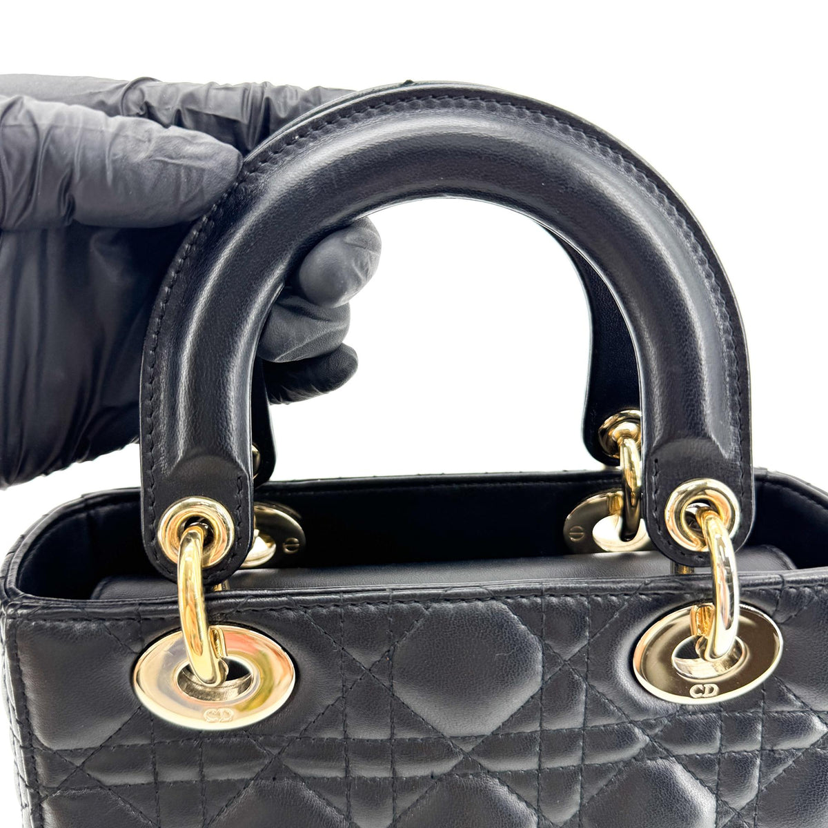 Dior Mini Lady Dior Bag Cannage Lambskin Black Gold Hardware