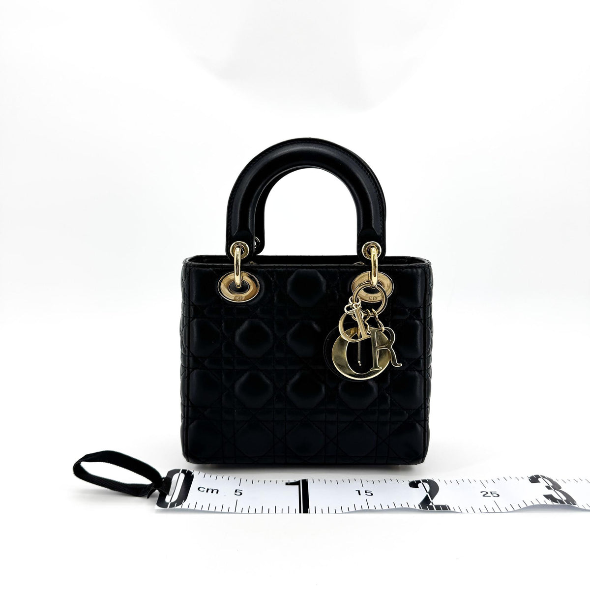 Dior Mini Lady Dior Bag Cannage Lambskin Black Gold Hardware