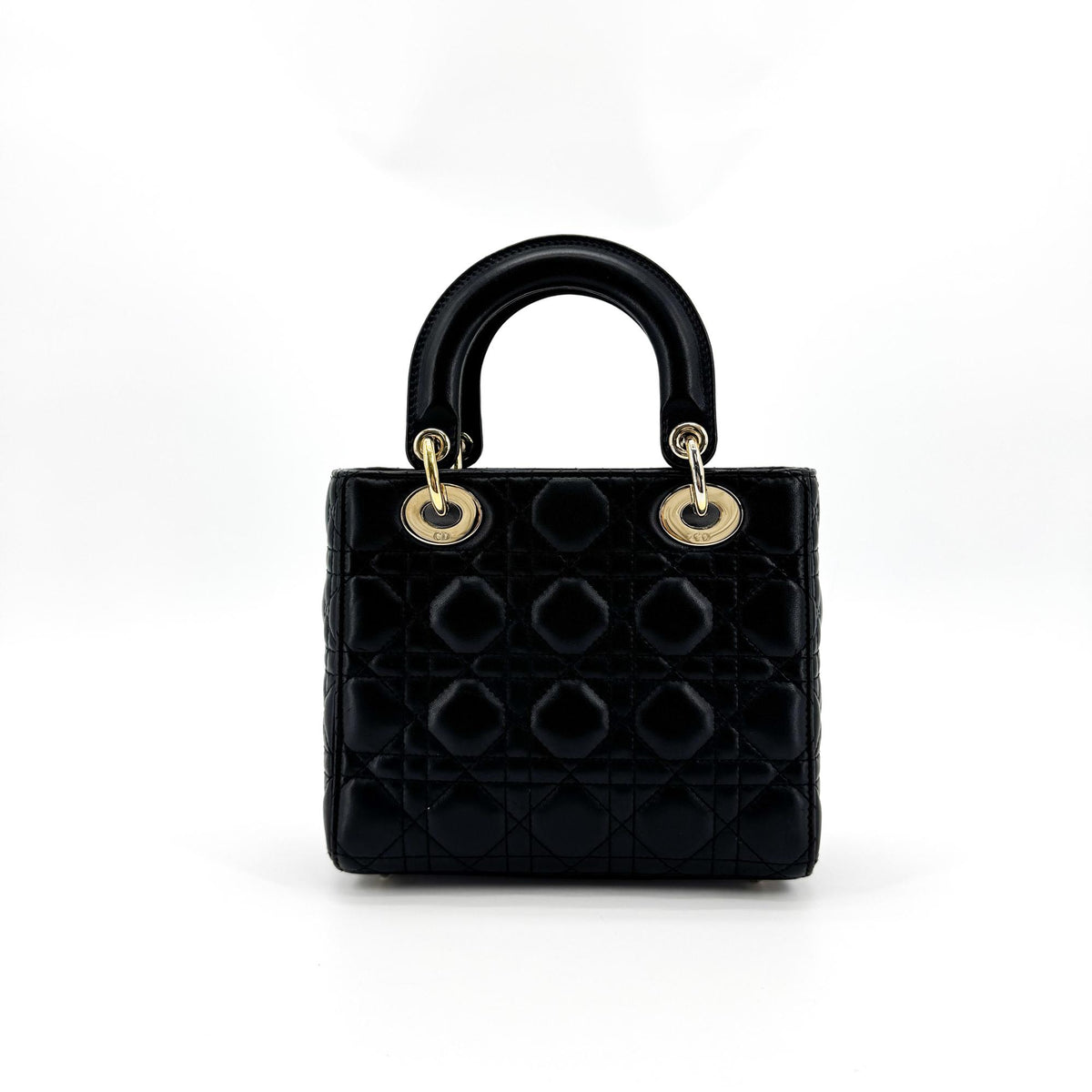 Dior Mini Lady Dior Bag Cannage Lambskin Black Gold Hardware