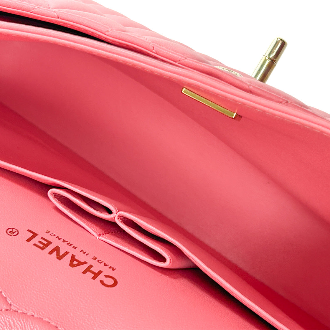 Chanel Pink Medium Lambskin Classic Bag with Double Flap and Built-in Chip
