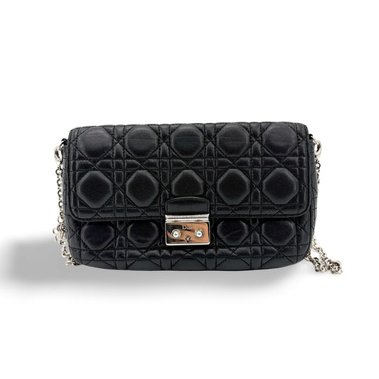 Dior Miss Dior Promenade Lambskin Pouch Black Silver Hardware