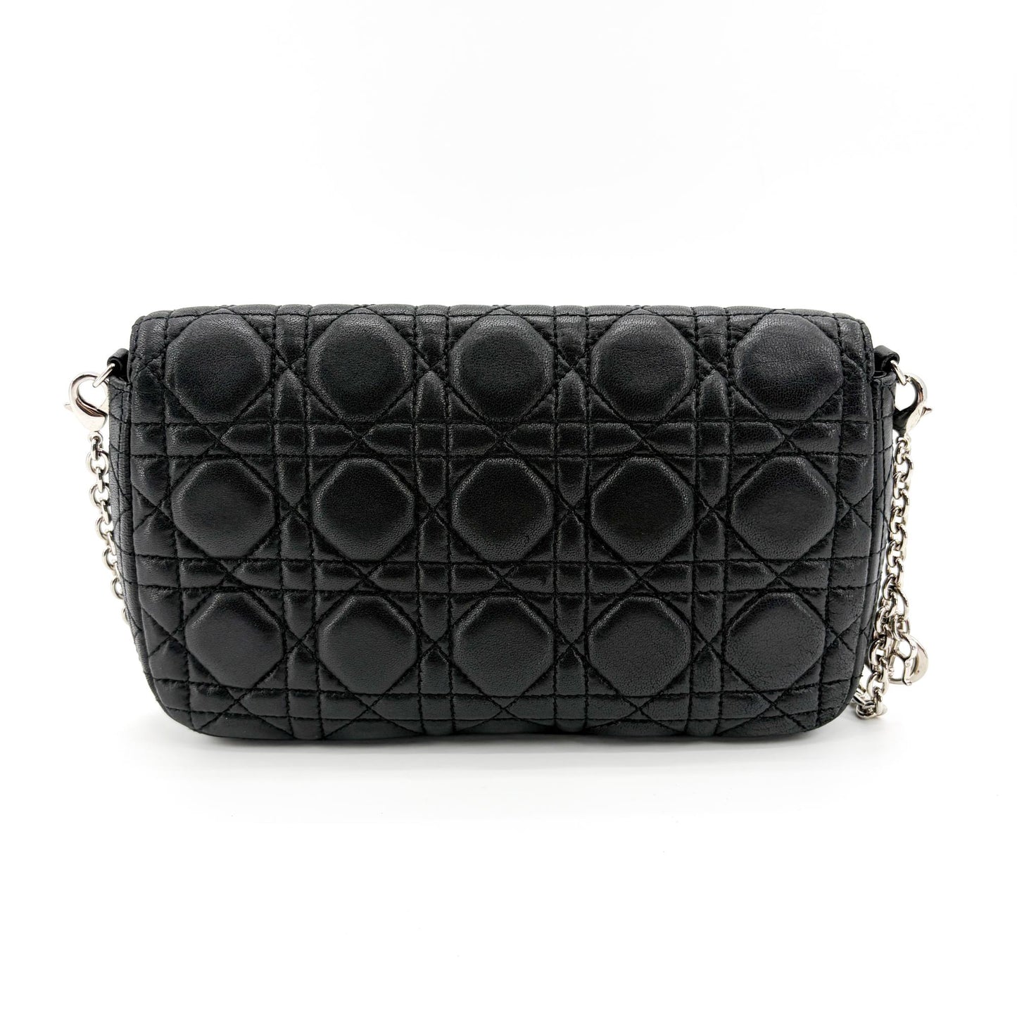 Dior Miss Dior Promenade Lambskin Pouch Black Silver Hardware