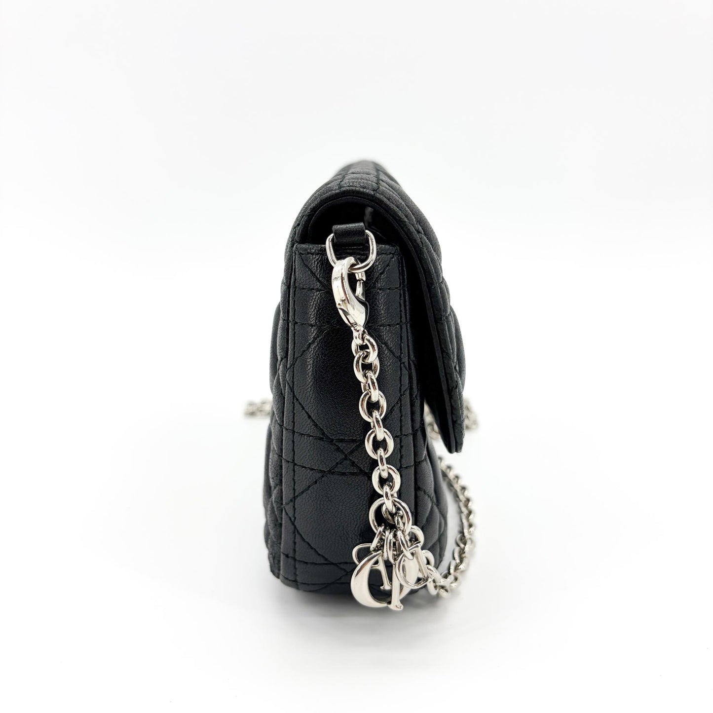 Dior Miss Dior Promenade Lambskin Pouch Black Silver Hardware