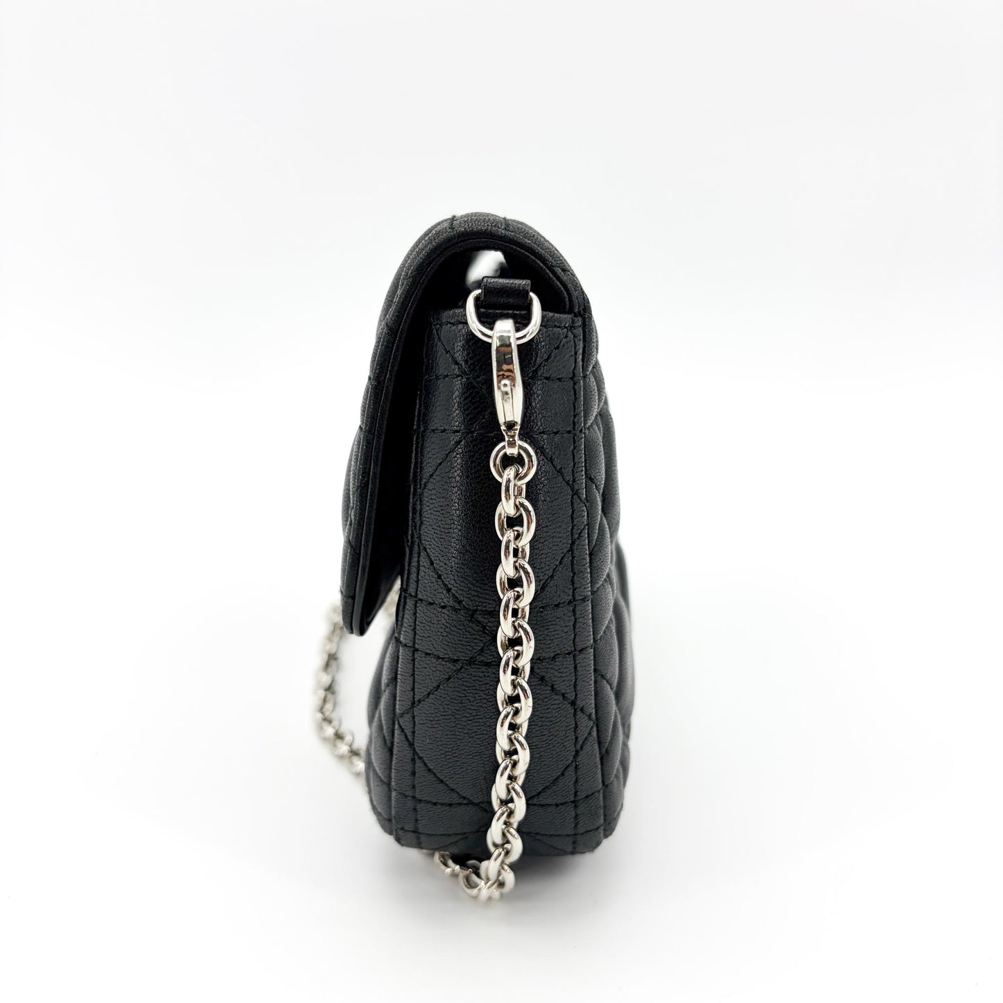 Dior Miss Dior Promenade Lambskin Pouch Black Silver Hardware