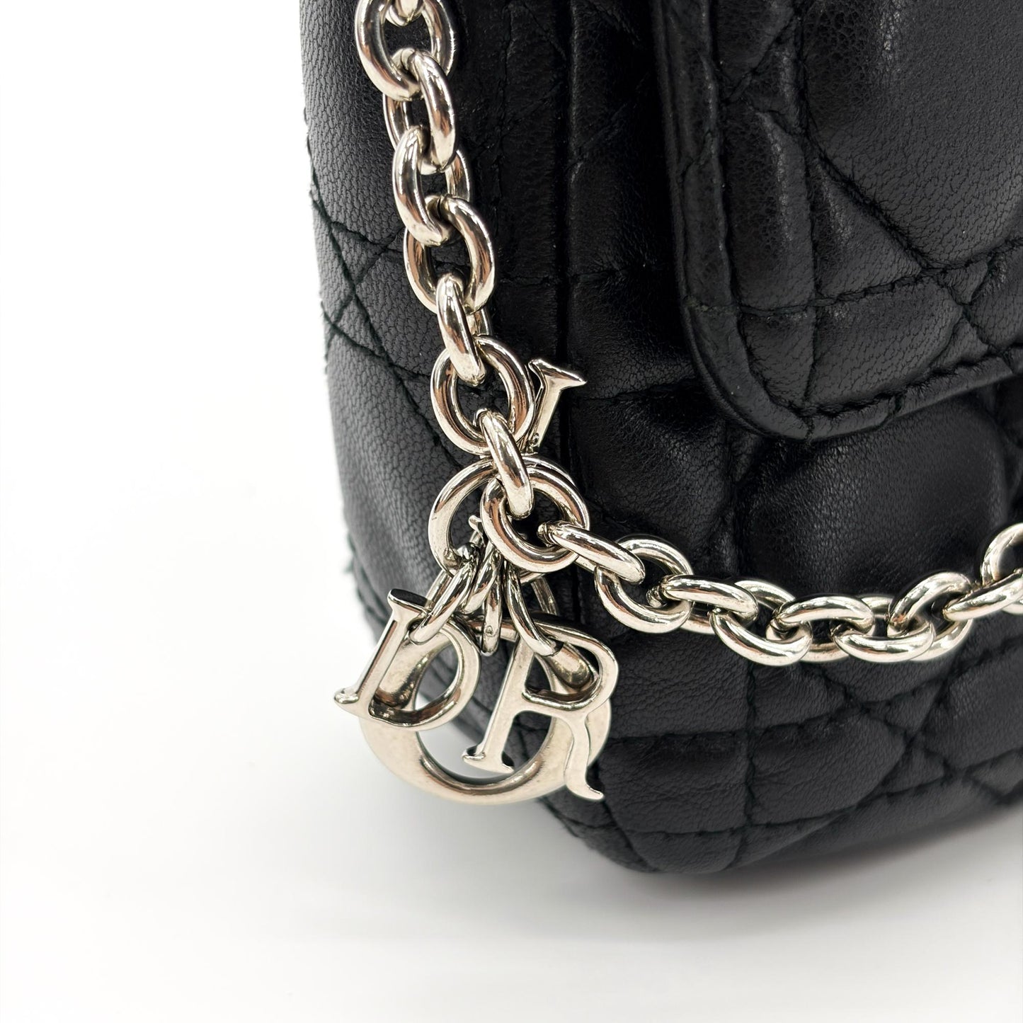 Dior Miss Dior Promenade Lambskin Pouch Black Silver Hardware