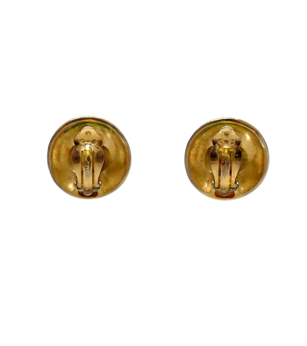 Chanel Round CC Gold Earrings