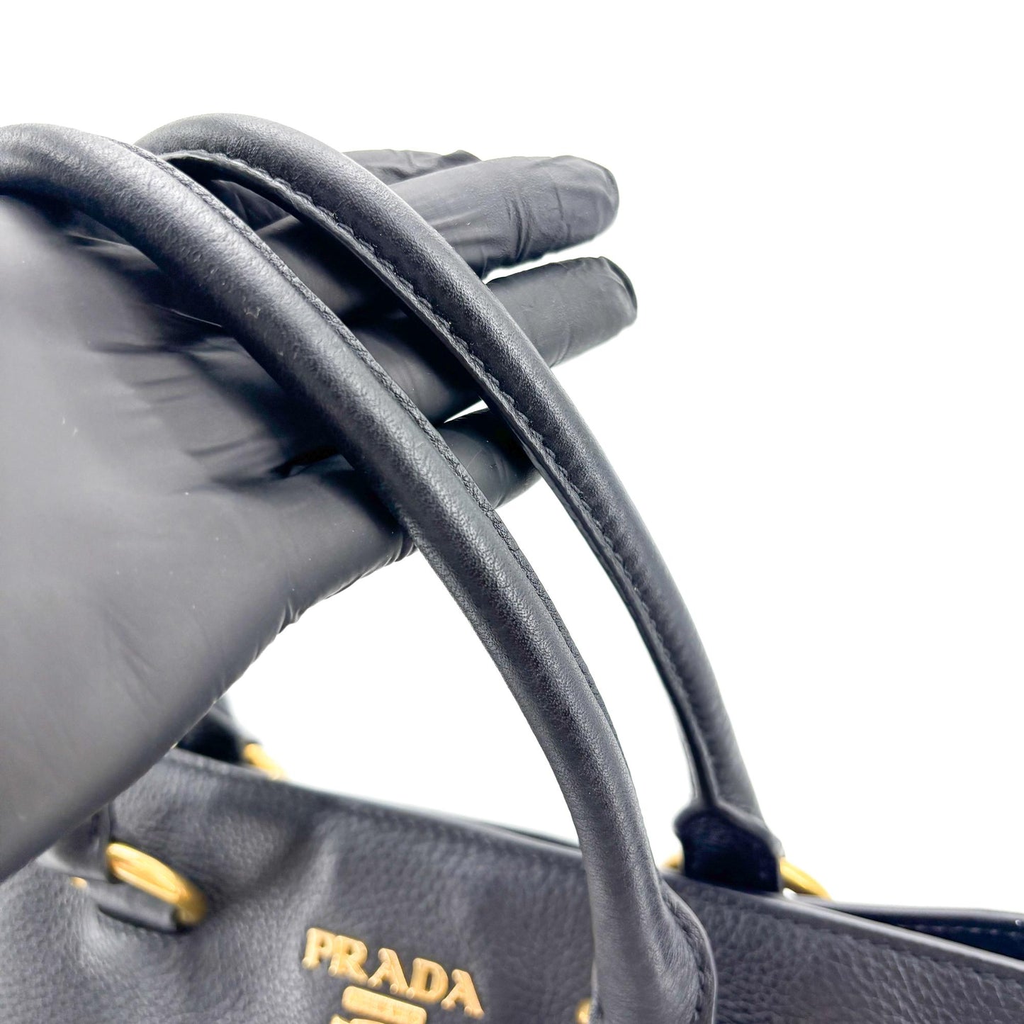 Prada Vitello Daino Leather Tote Bag Black Gold Hardware