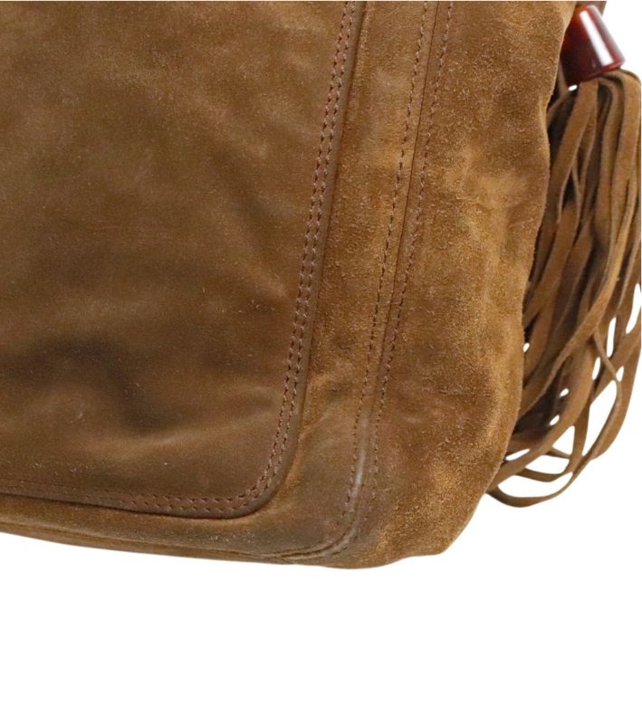 Chanel Brown Suede Big CC Tassel Flap Shoulder Bag