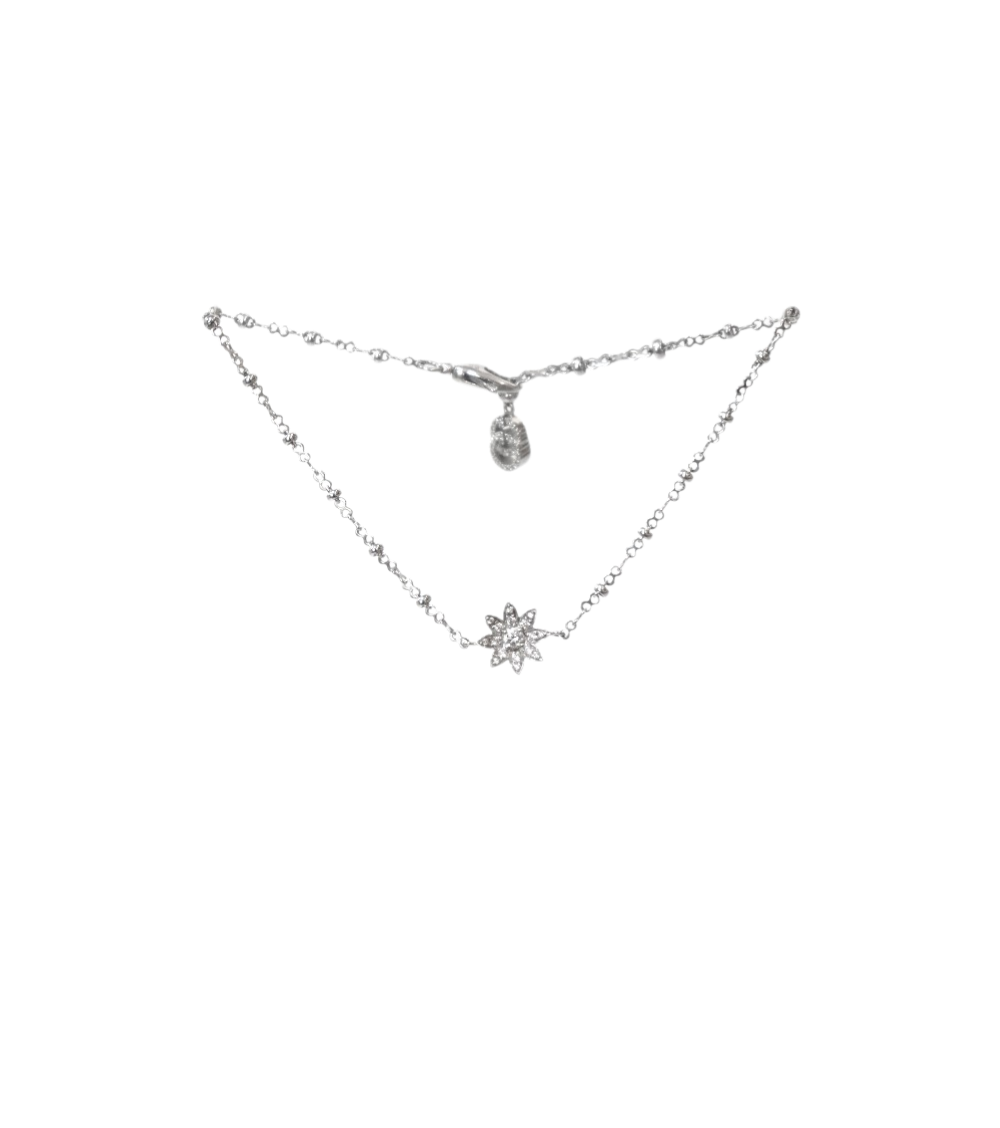 Gucci White Gold 750 White Gold Flora Diamond Chain Bracelet