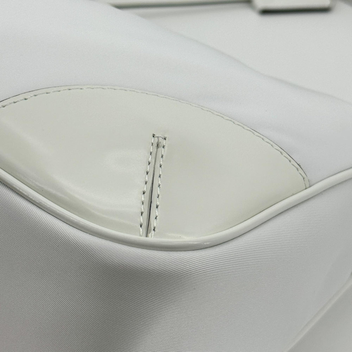 Prada Re-Edition 2002 Nylon Brushed Leather Crossbody Bag White Gold Hardware