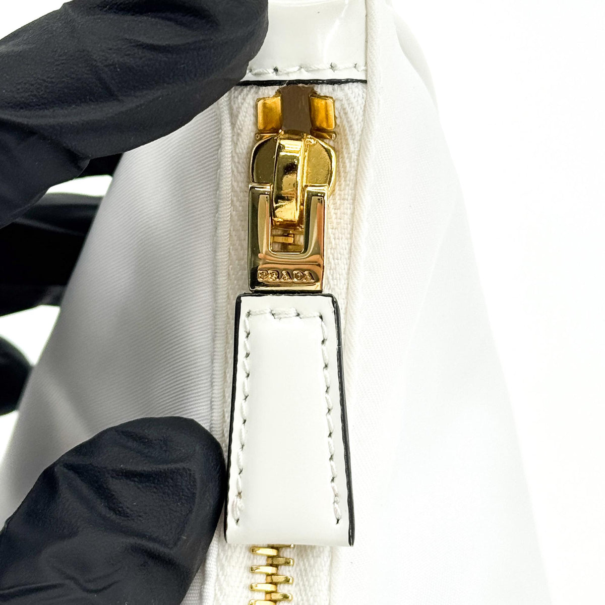 Prada Re-Edition 2002 Nylon Brushed Leather Crossbody Bag White Gold Hardware