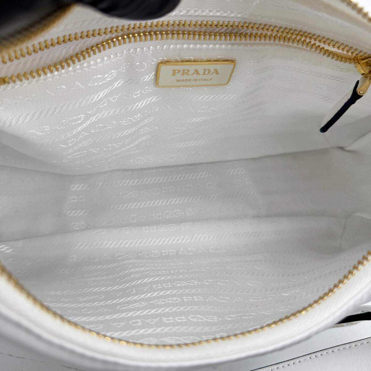 Prada Re-Edition 2002 Nylon Brushed Leather Crossbody Bag White Gold Hardware