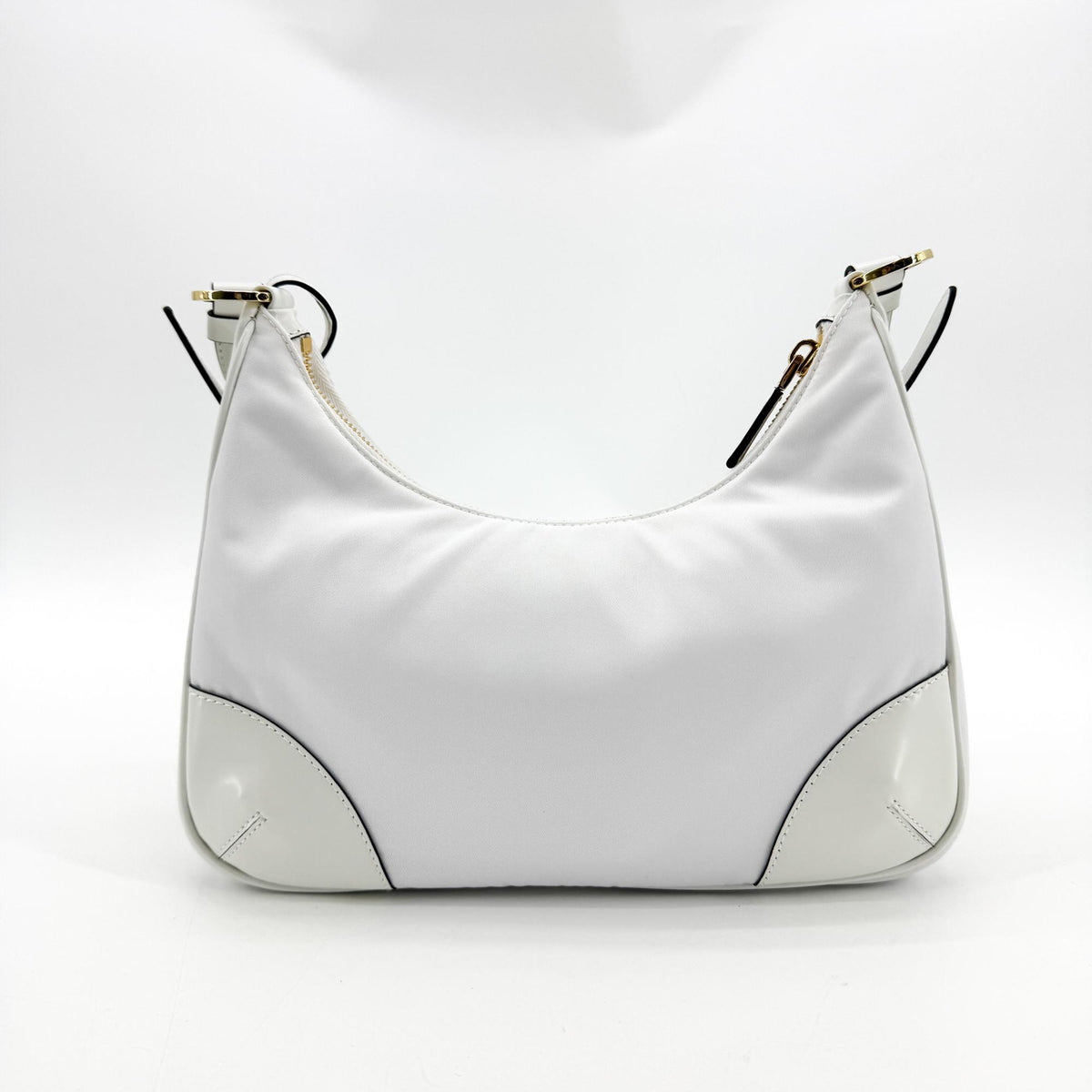 Prada Re-Edition 2002 Nylon Brushed Leather Crossbody Bag White Gold Hardware