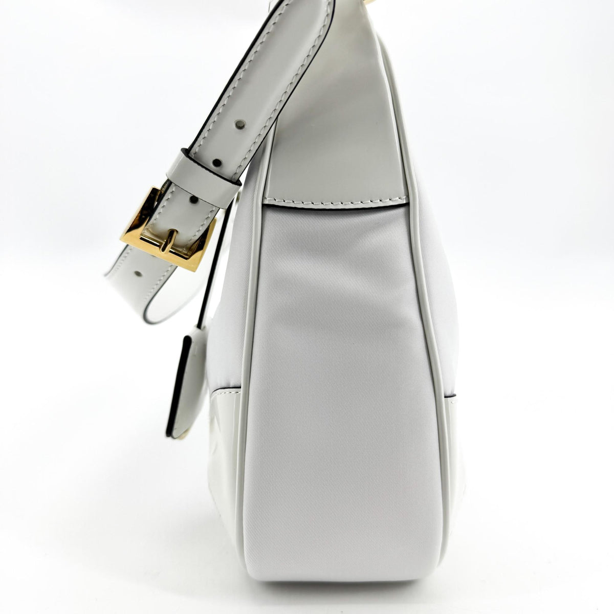 Prada Re-Edition 2002 Nylon Brushed Leather Crossbody Bag White Gold Hardware