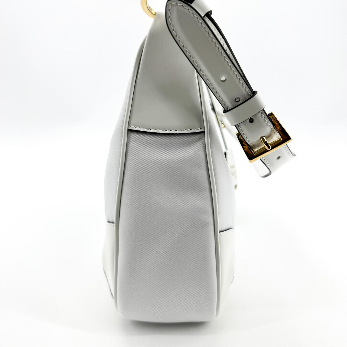 Prada Re-Edition 2002 Nylon Brushed Leather Crossbody Bag White Gold Hardware
