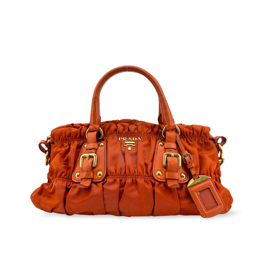 Prada Tessuto Gaufré 2-Way Bag Orange