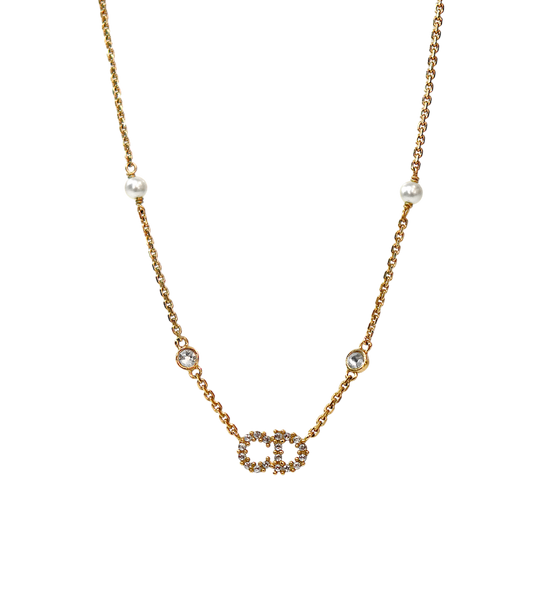 Dior Cubic Claire D Rune Gold Necklace