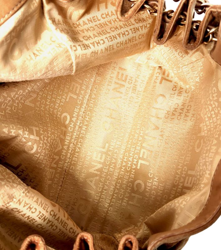 Chanel Brown Suede Accordion Chain Shoulder Bag
