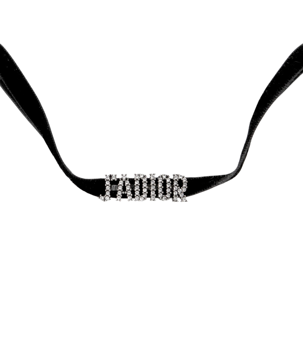 Dior Cubic Za Dior Black and Silver Choker Necklace