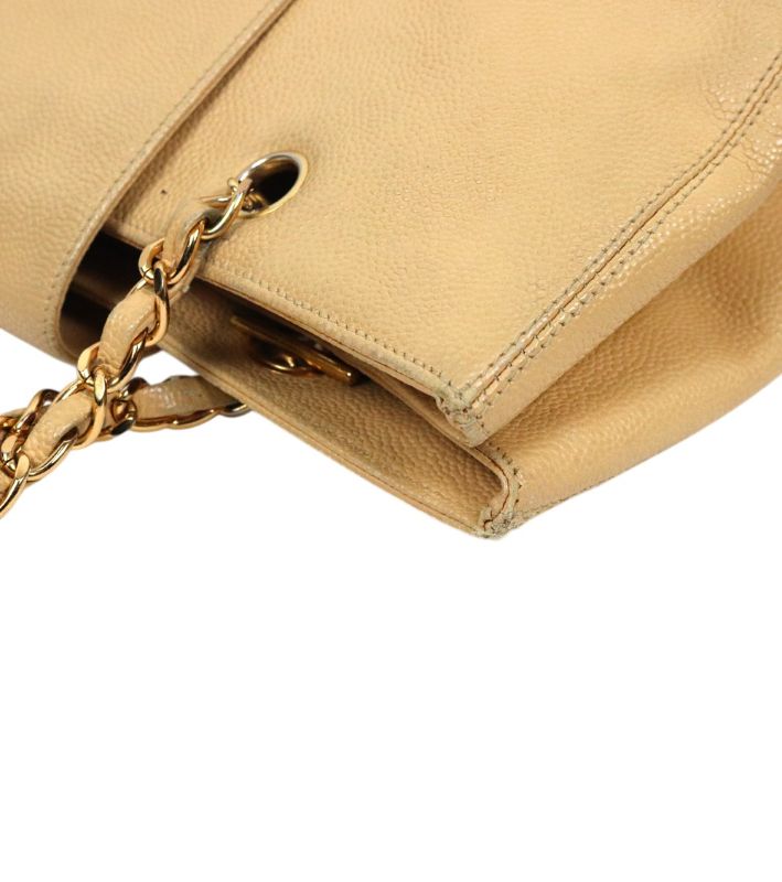 Chanel Beige Caviar CC Chain Shoulder Bag