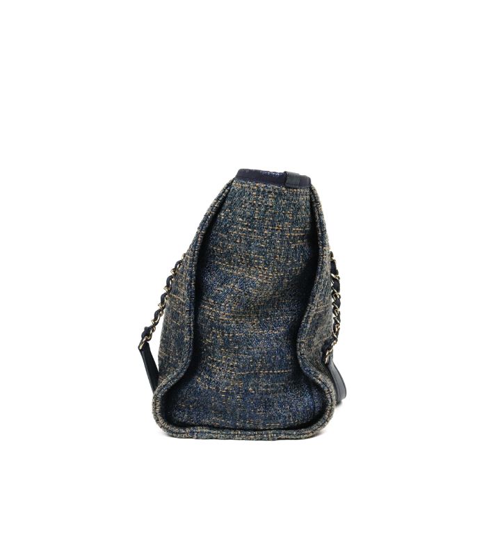 Chanel Navy Tweed Deauville Bag