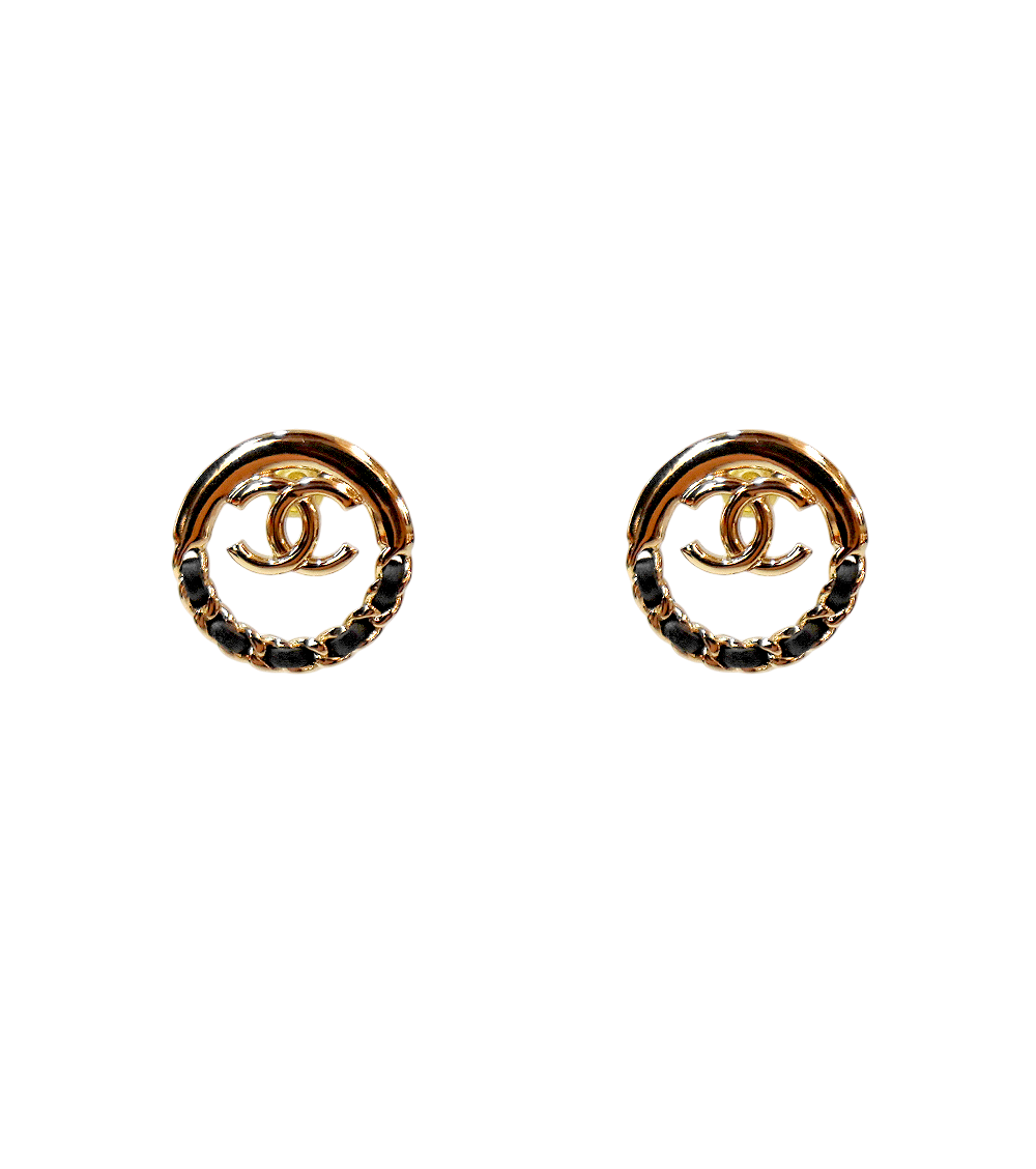Chanel Chain Round CC Gold Earrings