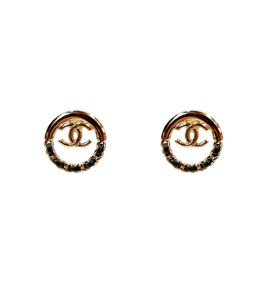 Chanel Chain Round CC Gold Earrings