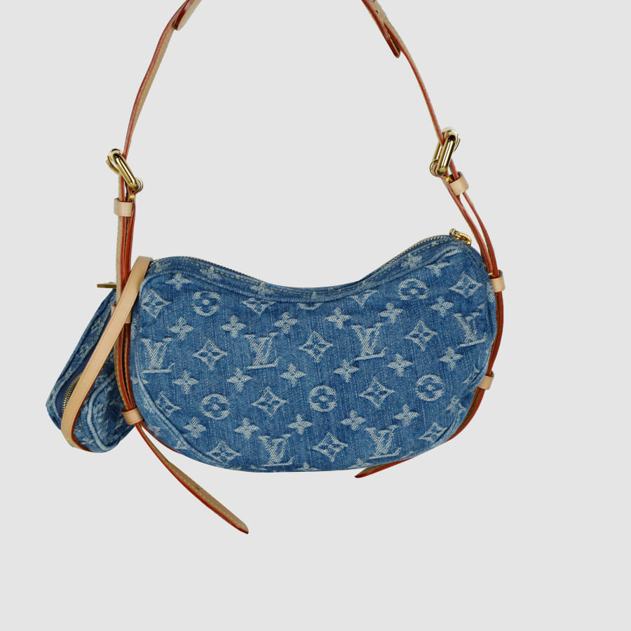 MM Denim Monogram Croissant Shoulder Bag M46856