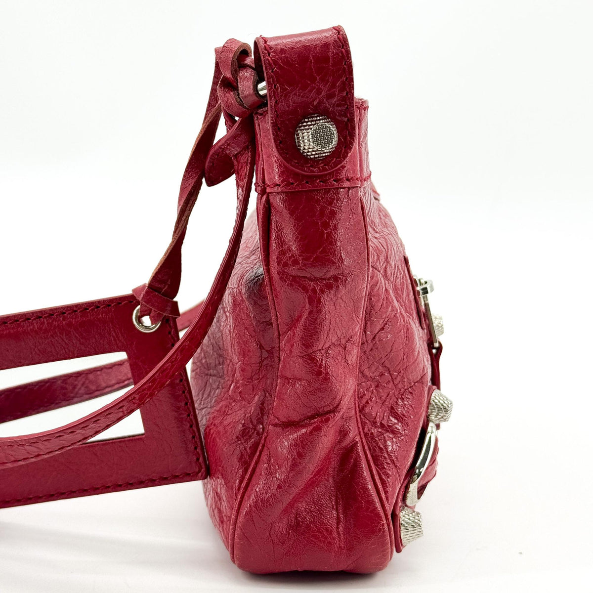 Balenciaga Le Kagol Mini Crossbody Bag Red Silver