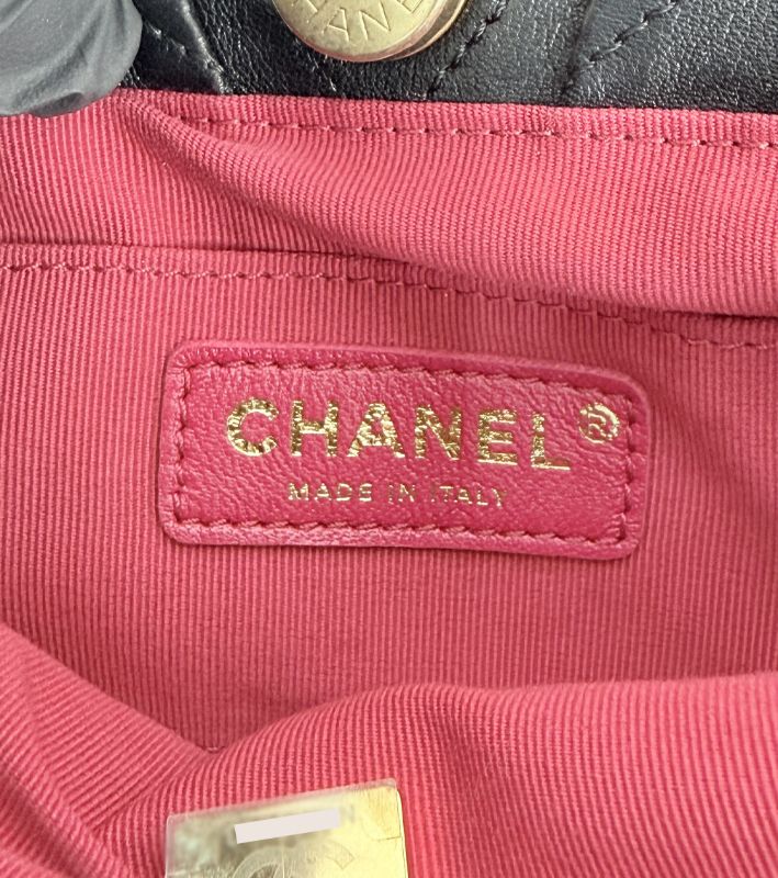 Chanel Black Leather Pearl-Handle Pouch