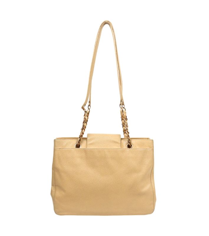 Chanel Beige Caviar CC Chain Shoulder Bag