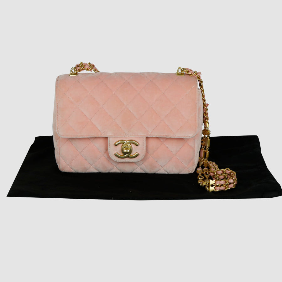 Beads Resin Lettering Chain Velvet Flap Shoulder Bag Crossbody Bag