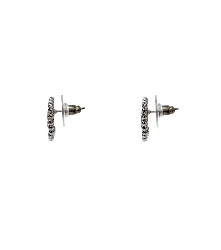 Chanel 25P Heart CC Silver Earrings