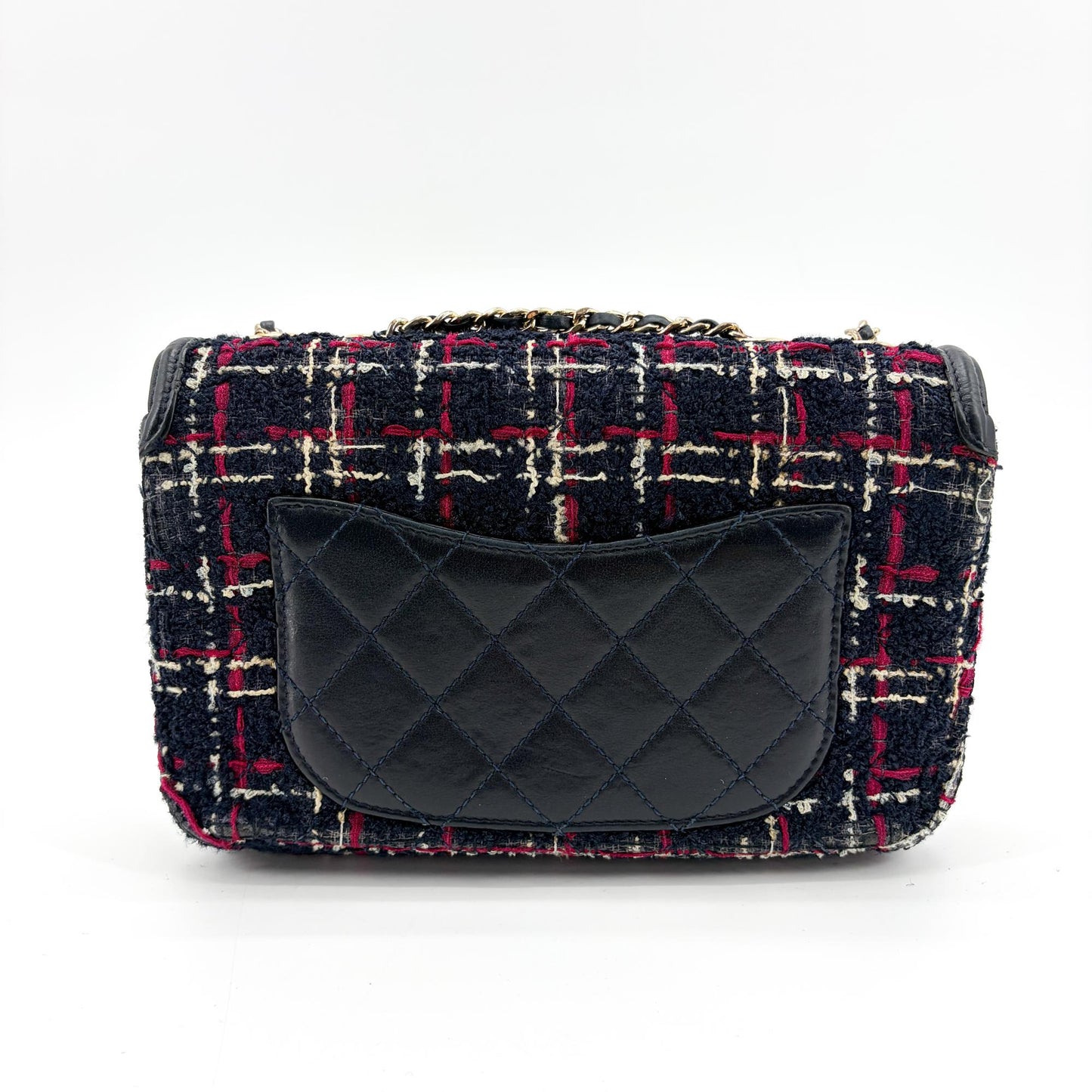 Chanel CC Filigree Tweed Flap Bag Medium Black Red