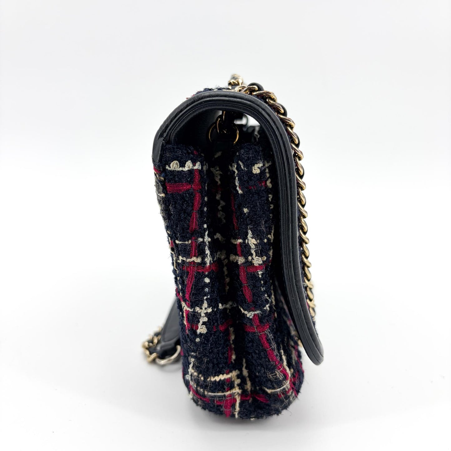Chanel CC Filigree Tweed Flap Bag Medium Black Red