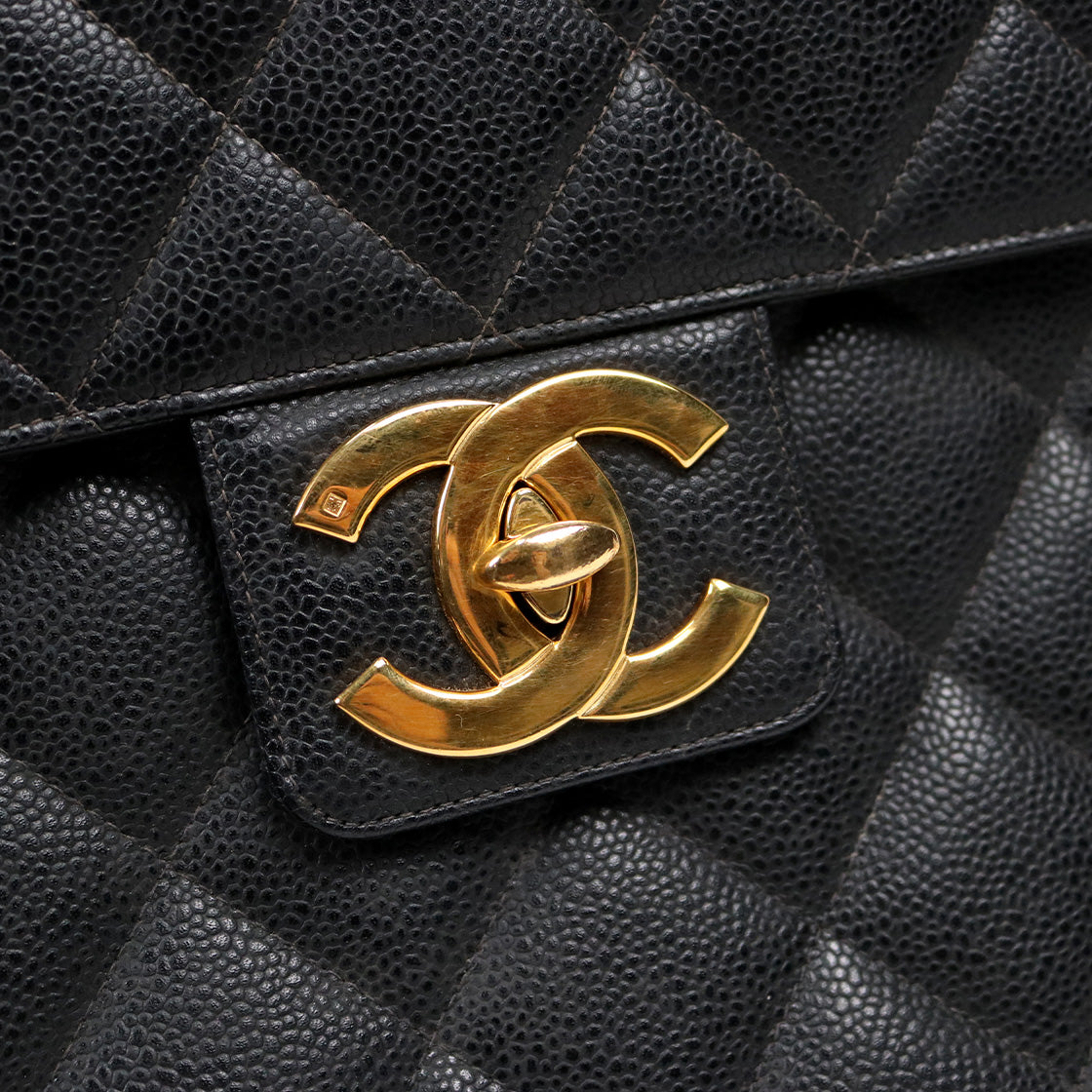 Chanel Black Caviar Quilted Big CC Briefcase