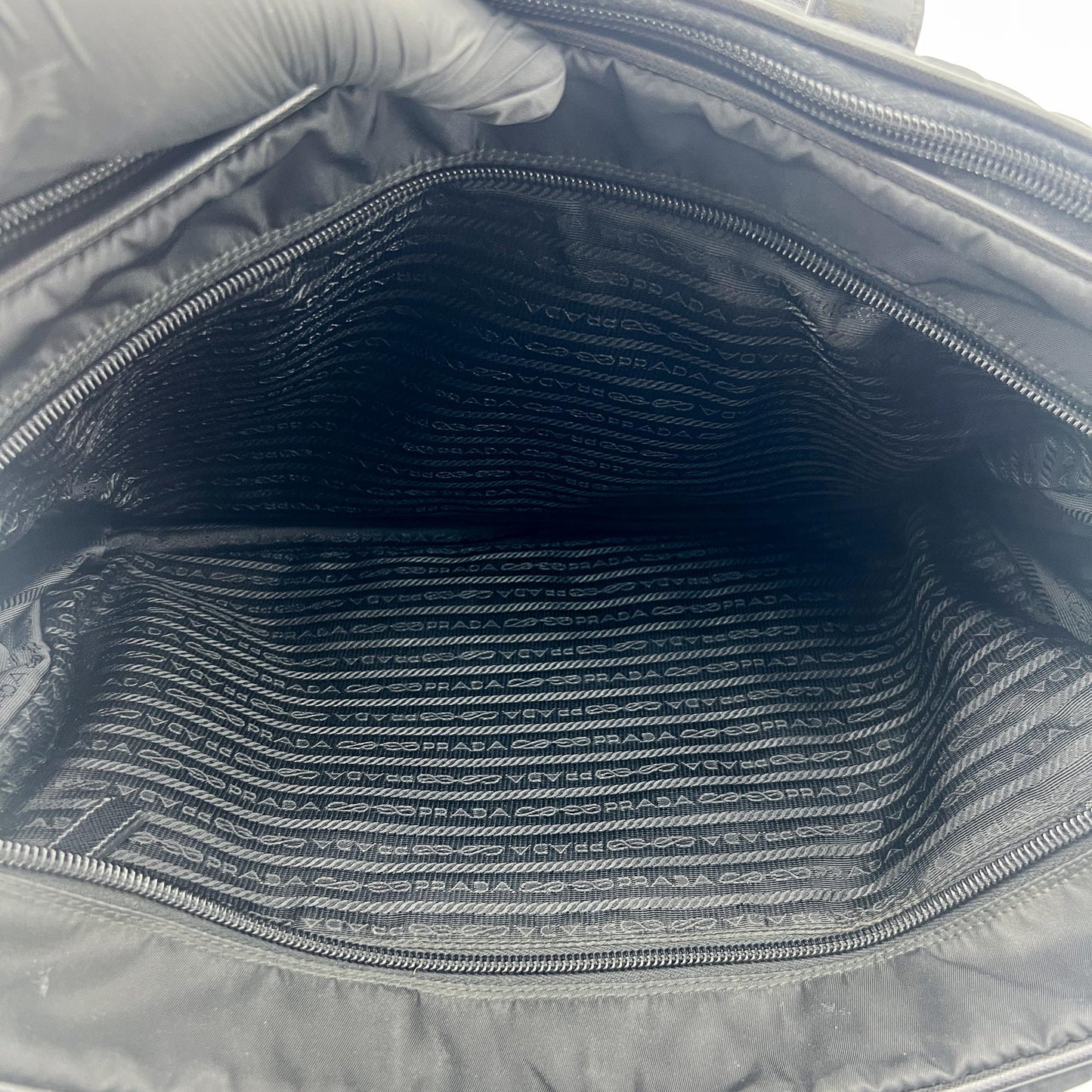 Prada Tessuto Nylon Saffiano Briefcase Black