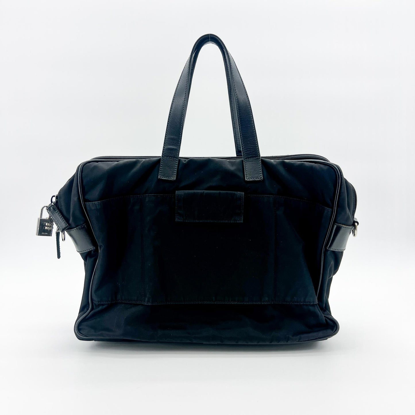Prada Tessuto Nylon Saffiano Briefcase Black